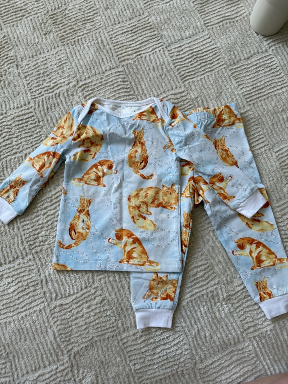 NWOT BedHead Light Blue Kids Pajama Set with Orange Cat Print